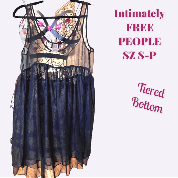 FREE PEOPLE INTIMATELY Sheer V-Neck Tank Dress with tiered bottom. SZ SM NWOT - Picture 4 of 13